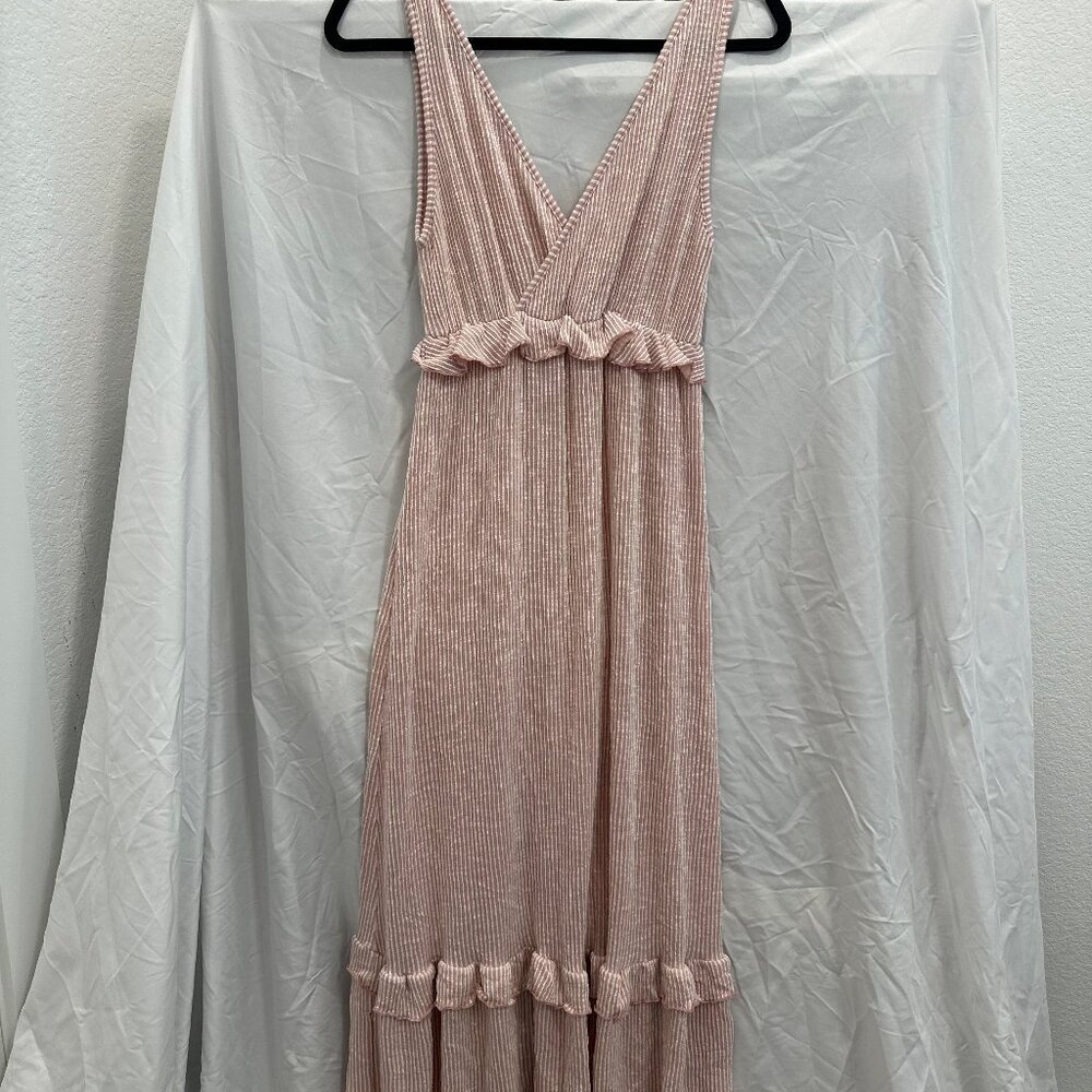 Pink & White Striped Maxi Dress Caution To The Wind